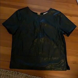 Black “pleather” top - knit back & zipper detail